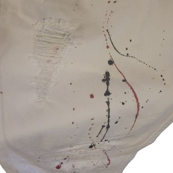 Hip-hop Streetwear Mens Contender Color Splash White Jeans - Picture 3 of 6